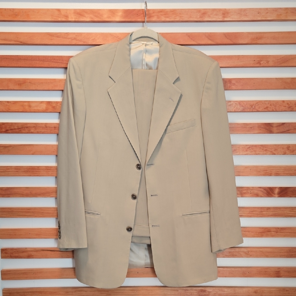 Italian Fioravanti Couture‎ Super 100s Men’s Suit Beige Jacket + Pants Tailored